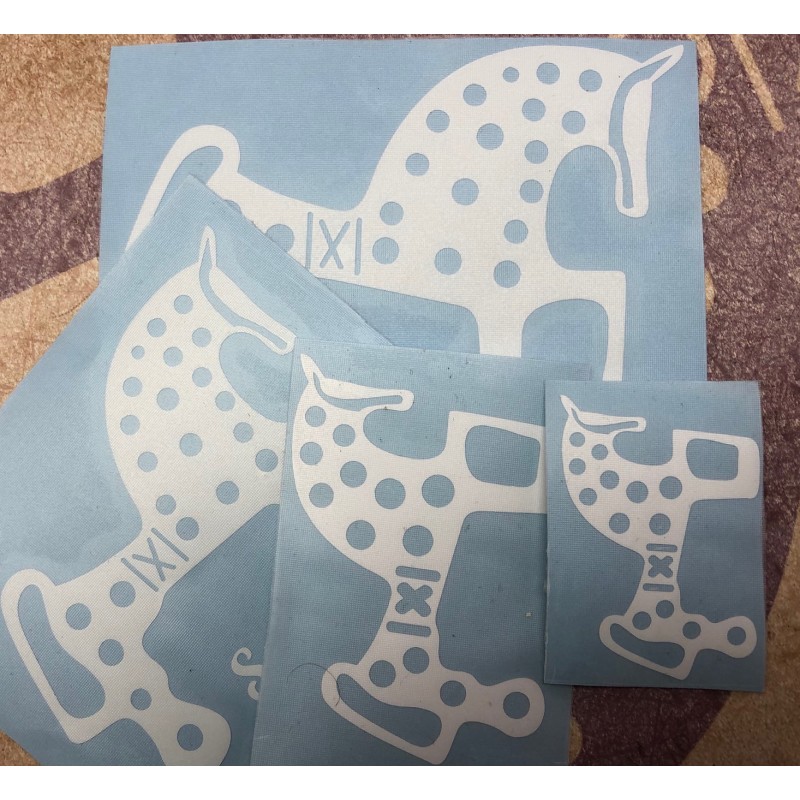 PACK 4 PEGATINAS VINILO CABALLO SORIA BLANCO SURTIDAS