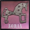 PARCHE TEXTIL ADHESIVO PLANCHA CABALLO BORDADO FONDO ROSA 6,5 X 6,5 CM