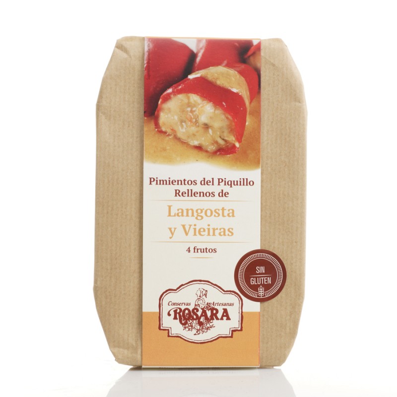 Pimientos del Piquillo rellenos de langosta y vieiras (4 frutos)