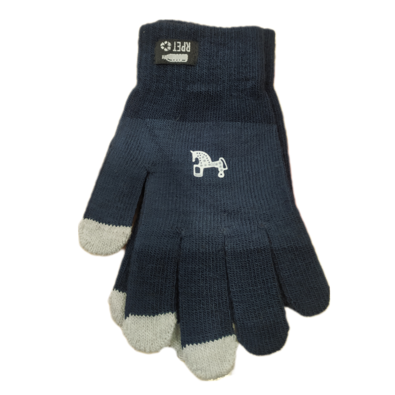 Guantes de lana liso Caballito Azul Marino