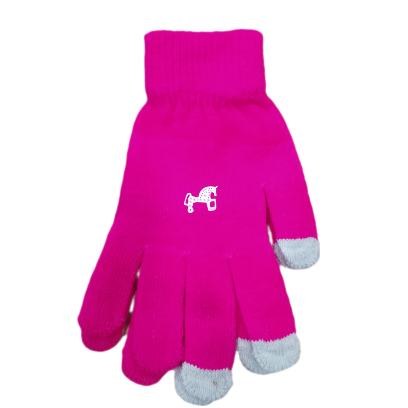 Guantes de lana liso Caballito Rosa