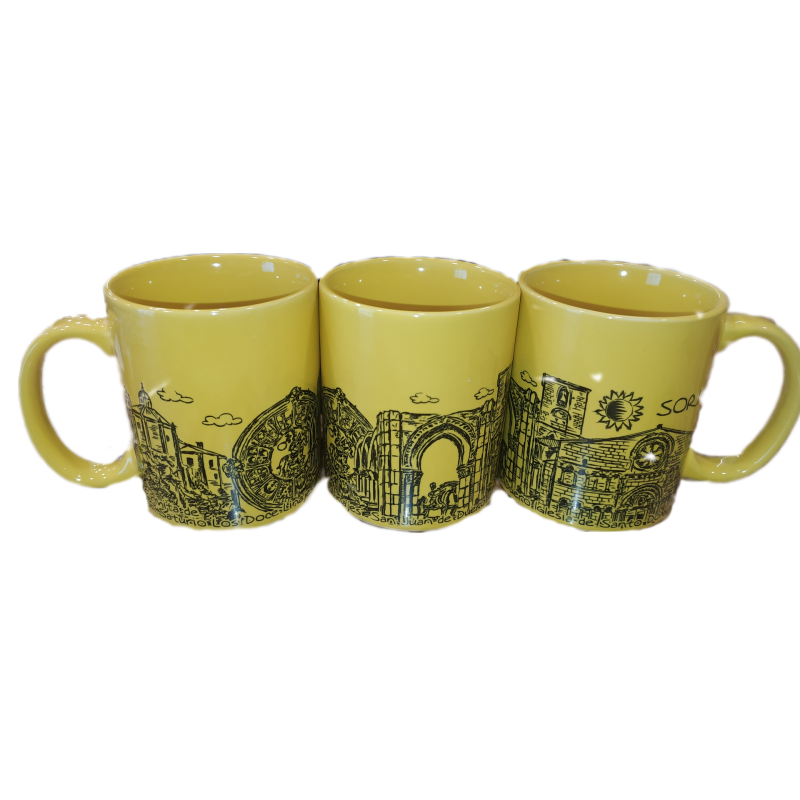 Taza plumilla monumentos de Soria  amarillo