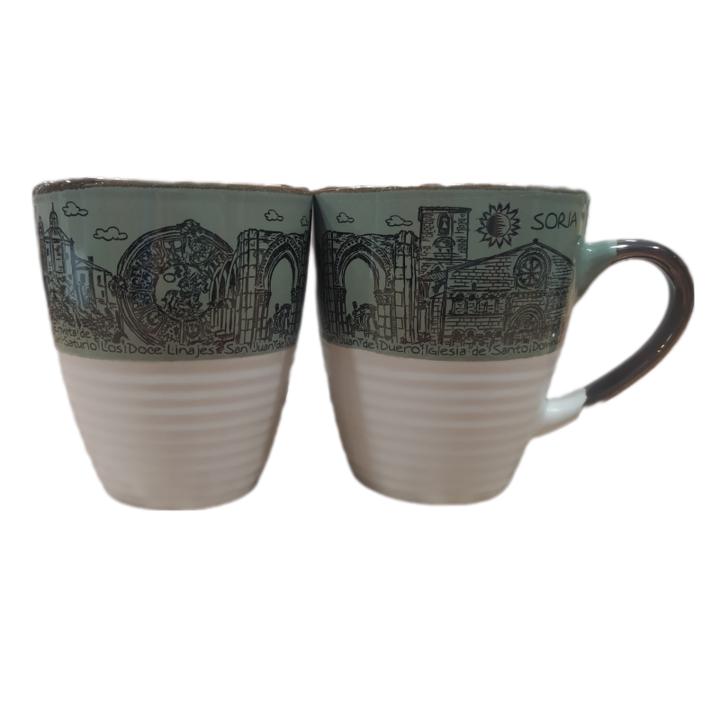 Taza cónica café monumentos de Soria verde