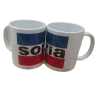Taza letras Soria rayas azul y rojo