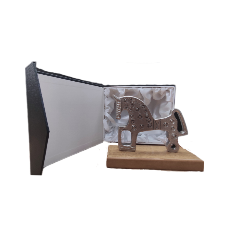 Figura caballo baño plata + estuche GR