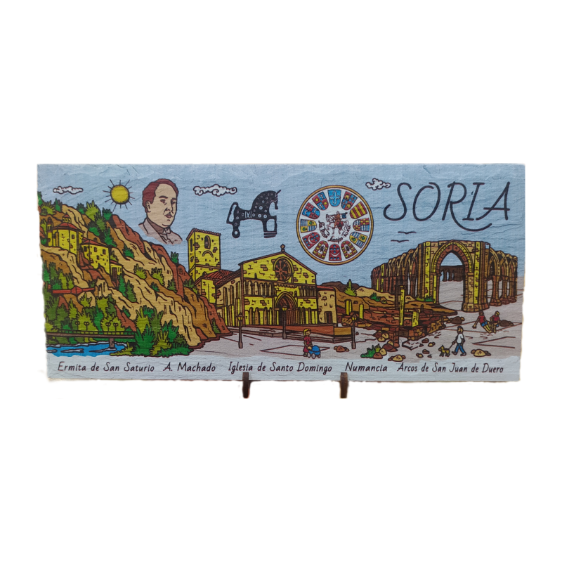 Placa pizarra Monumentos de Soria + soporte color