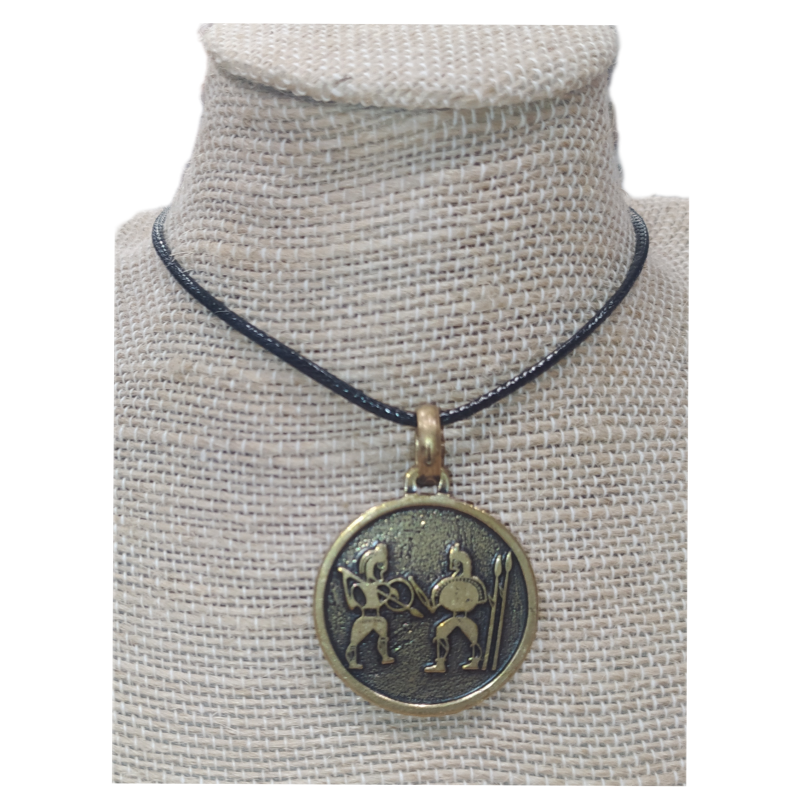Colgante reversible Guerreros y Caballo celtíbero dorado + cordón