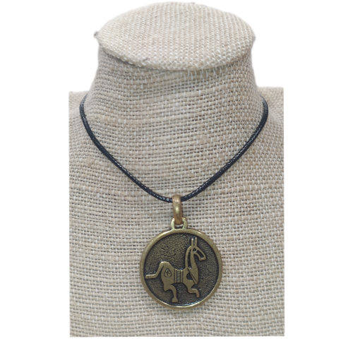 Colgante reversible Guerreros y Caballo celtíbero dorado + cordón