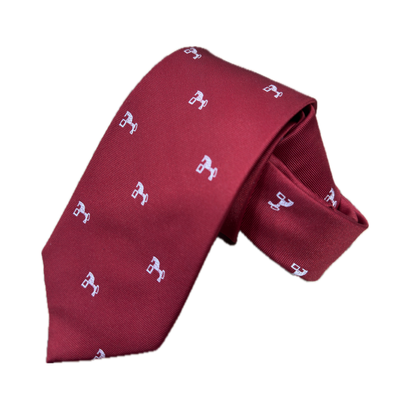 CORBATA DE SEDA GRANATE CON CABALLITO SORIA BORDADO