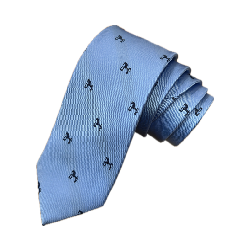 CORBATA DE SEDA CELESTE CON CABALLITO SORIA BORDADO