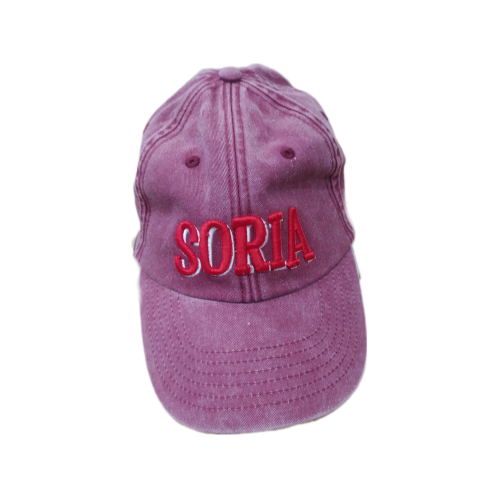 Gorra letras de Soria bordada rosa