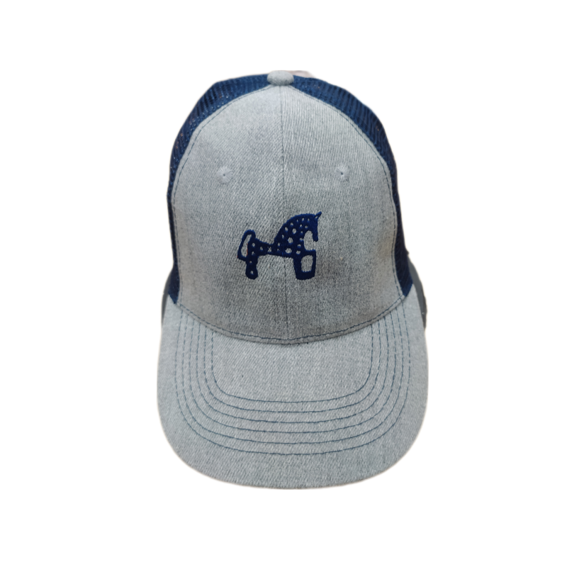 Gorra Caballo de Soria gris bordada  + rejilla azul