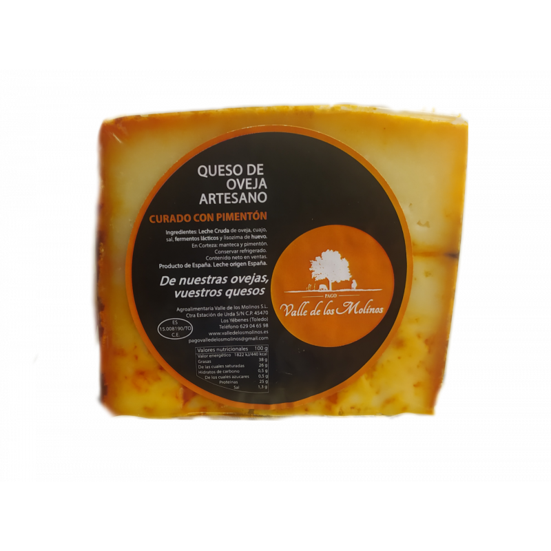 Queso curado al pimentón. Cuña 250 gr aprox