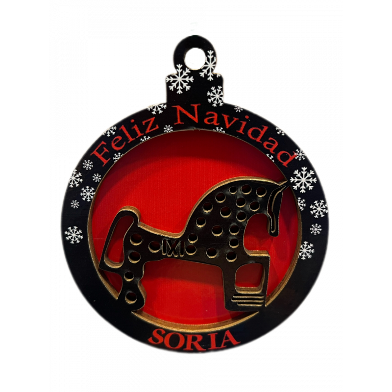 Bola de Navidad Caballo fondo rojo
