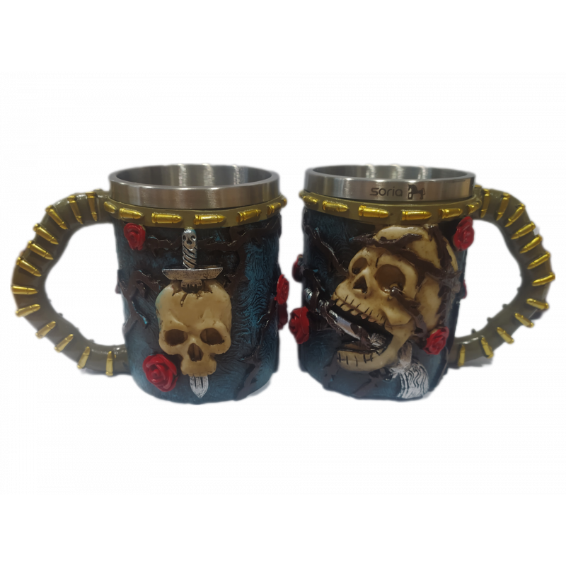 Taza rosas calavera