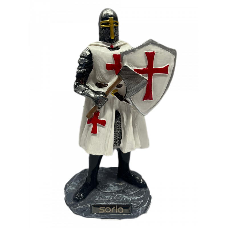 Templario traje blanco hacha
