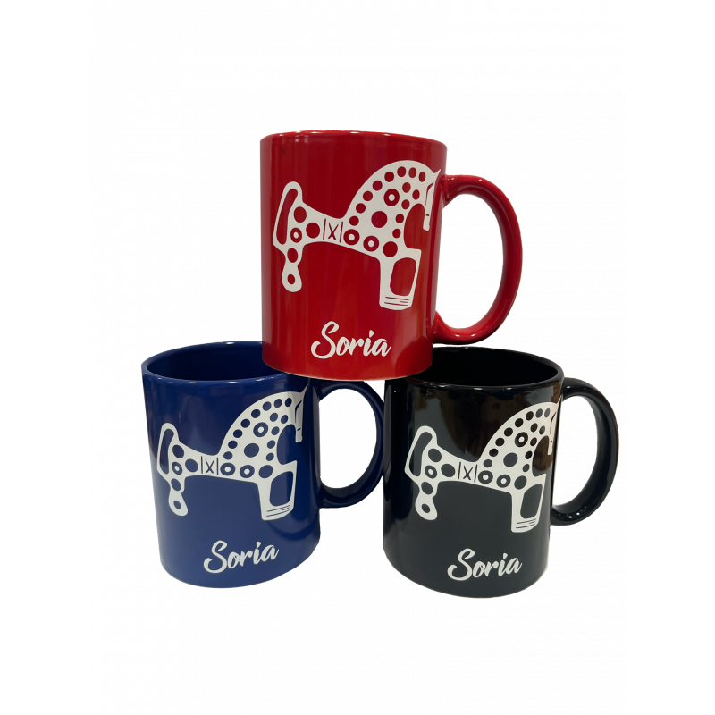 Taza Caballo y letras de Soria en Blanco