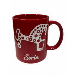 Taza Caballo y letras de Soria en Blanco