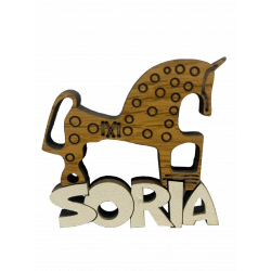 Imán madera caballo y letras soria