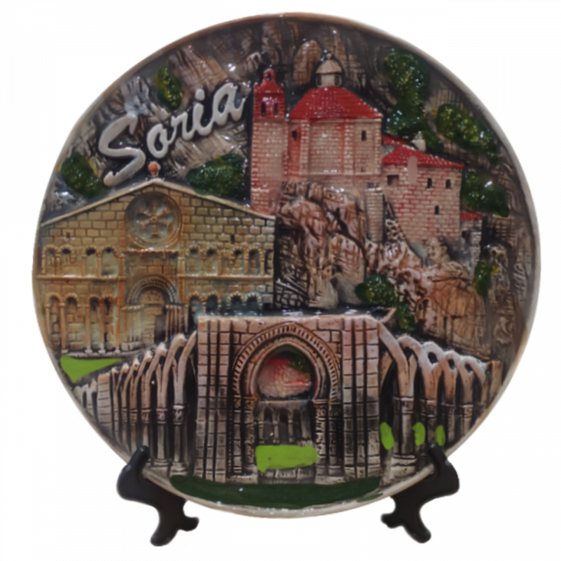 Plato relieve Monumentos y letras de Soria + soporte