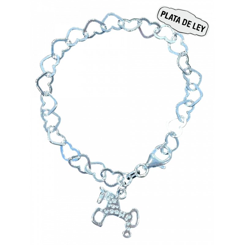 Pulsera Plata Corazones