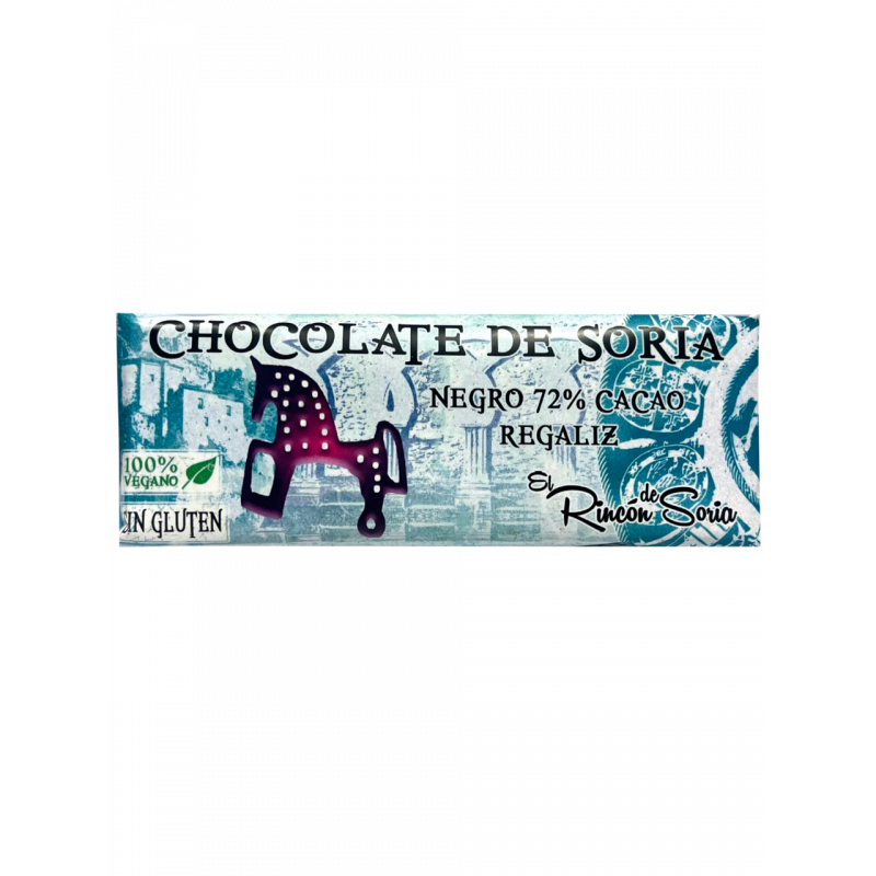 Lingote de chocolate artesano negro 72% con regaliz