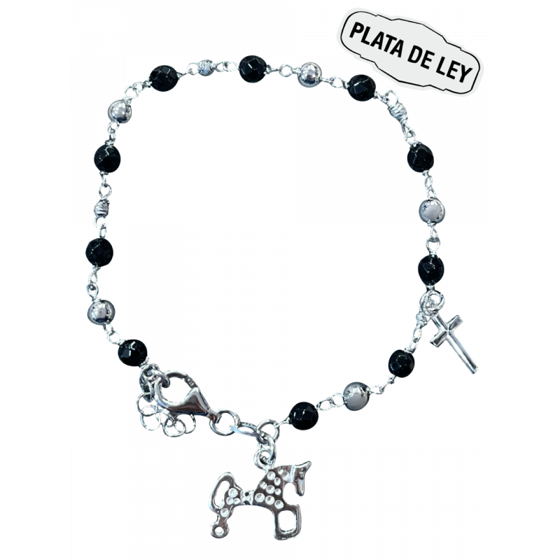 Pulsera Plata cruz + caballito