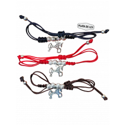 Pulsera Plata Macramé Bolitas