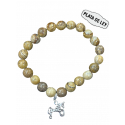 Pulsera Piedra Natural Jade + Caballo Soria Plata