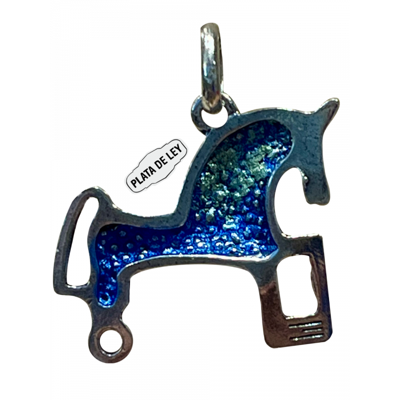 Colgante Plata Caballo Pigmentos Azules