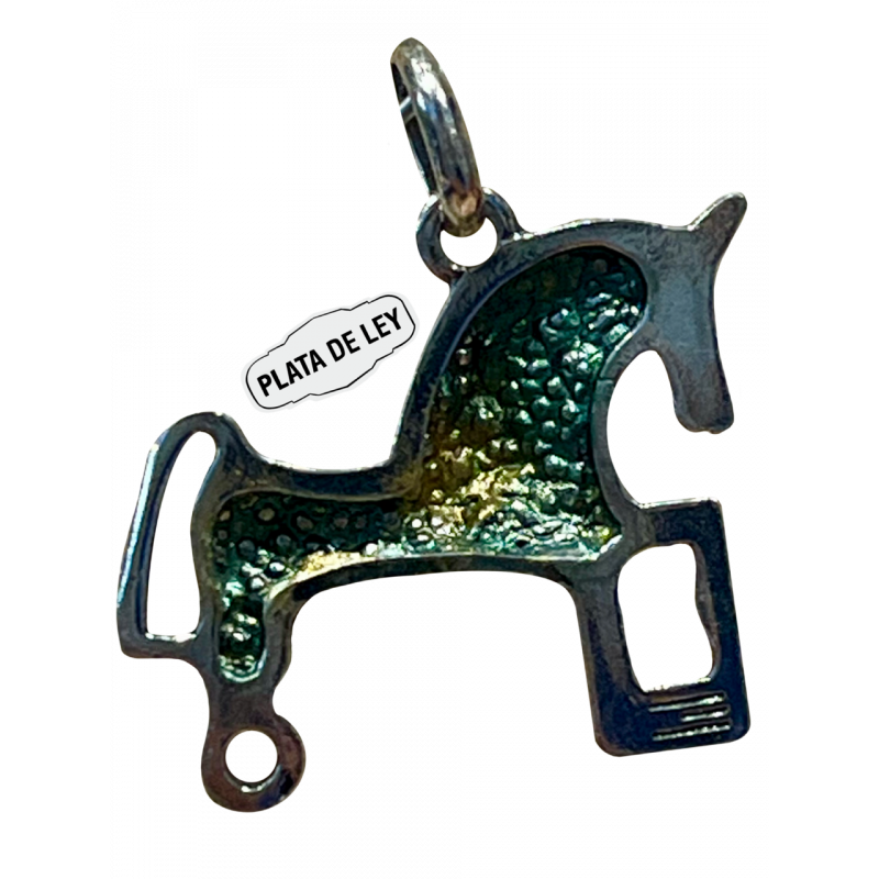 Colgante Plata Caballo Pigmentos Verdes