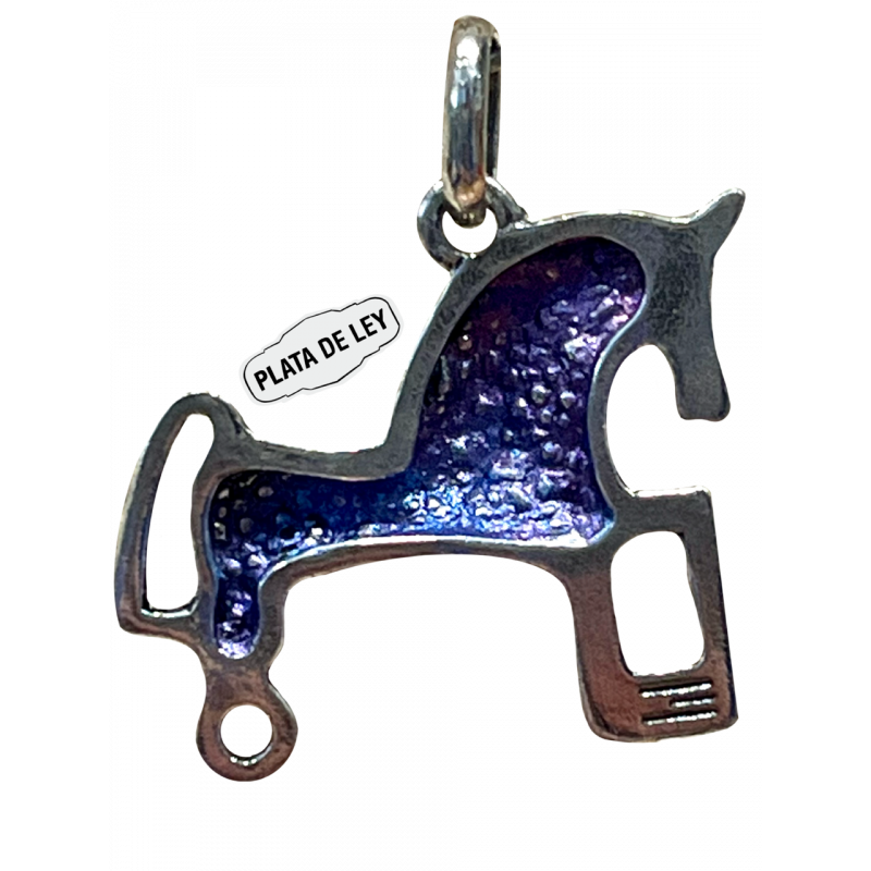 Colgante Plata Caballo Pigmentos Morados