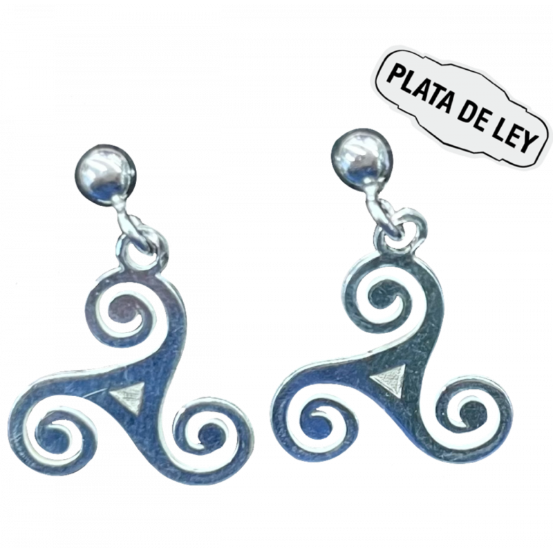 Pendientes Plata Triskel con bola