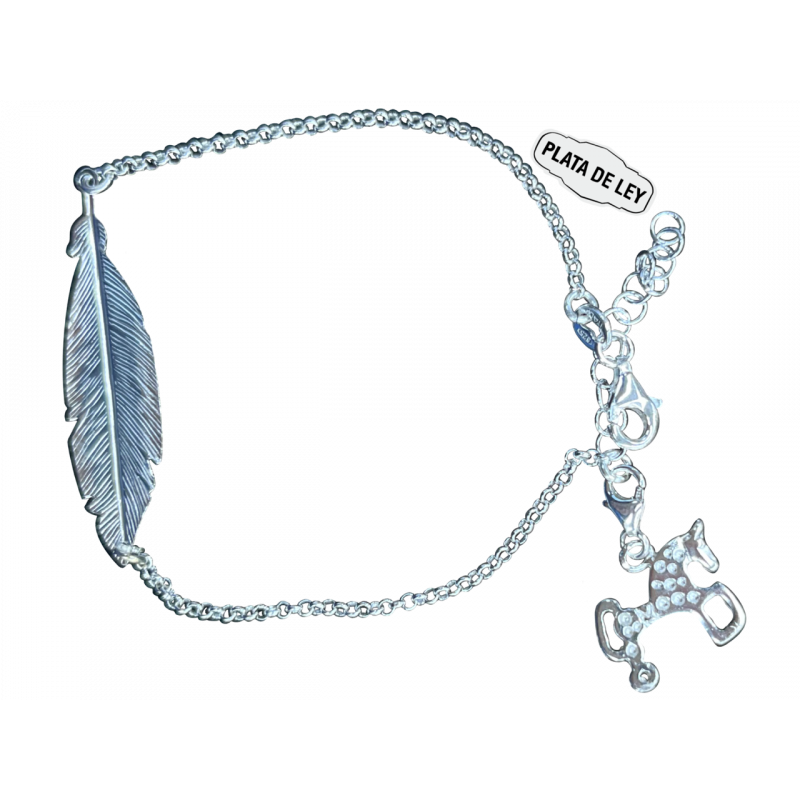 Pulsera Plata Caballo de Soria + Pluma