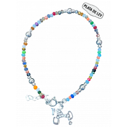 Pulsera Plata Colores + Caballo Soria
