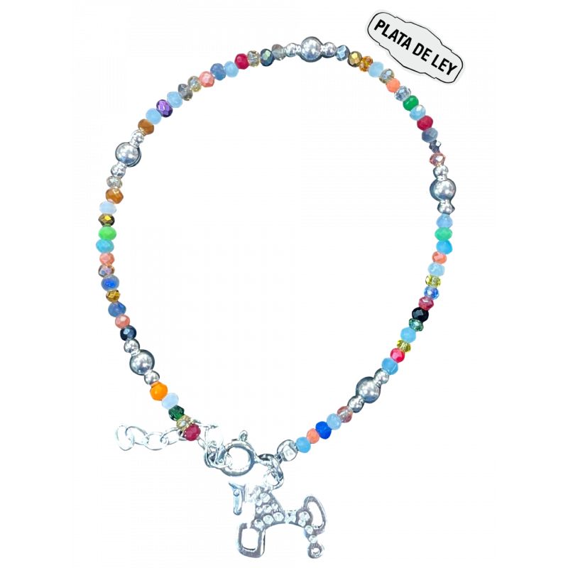 Pulsera Plata Colores + Caballo Soria