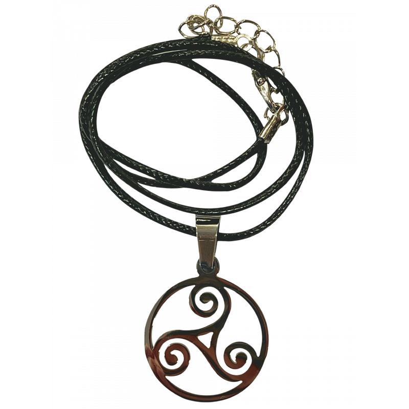 Colgante trisquel círculo acero + cordón