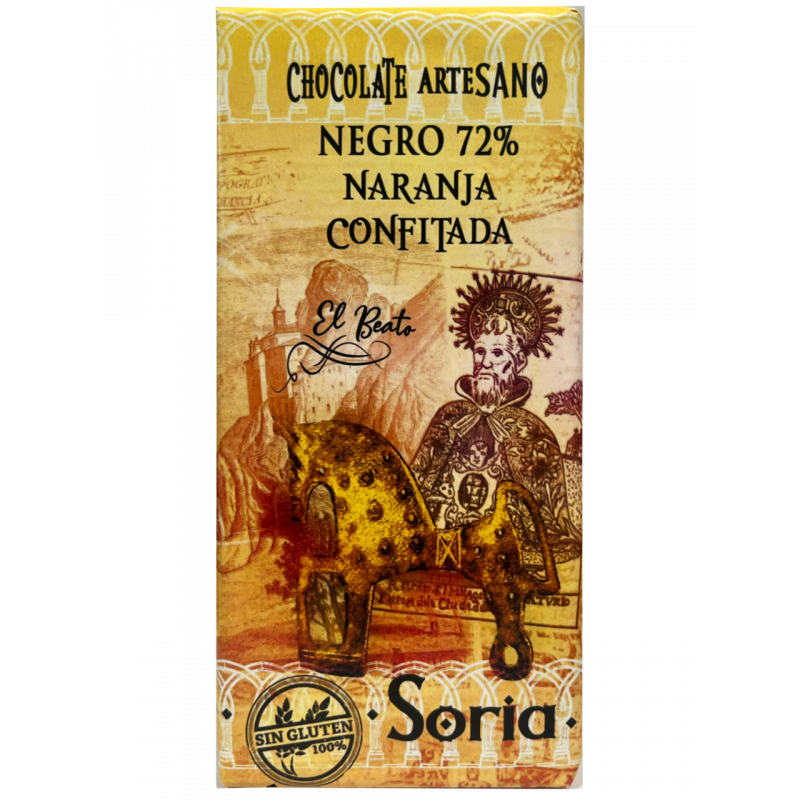 Chocolate Negro 72% Con Naranja Confitada