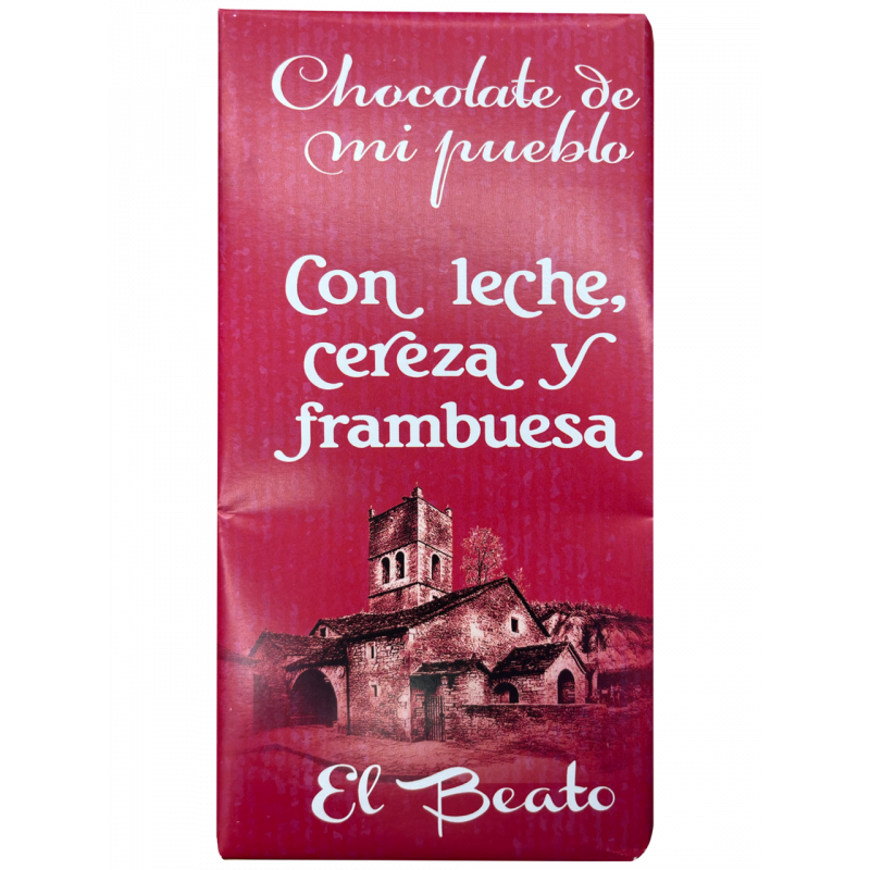 Chocolate artesano con leche, cereza y frambuesa Chocolate artesano con leche, cereza y frambuesa