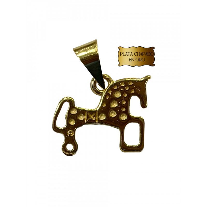 Colgante Caballo Plata Chapado en Oro PQ
