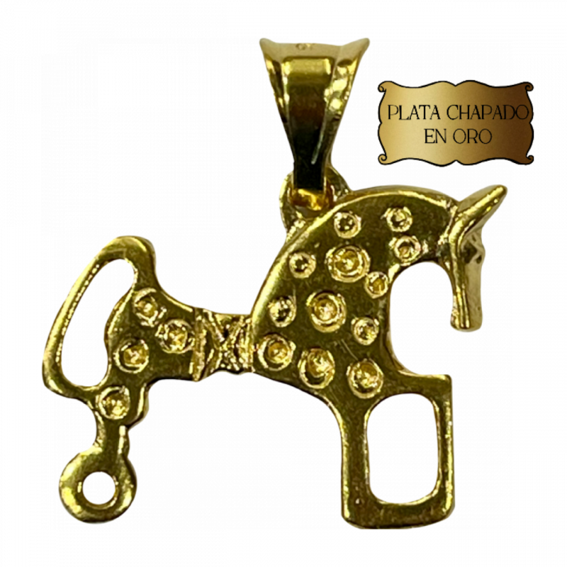 Colgante Caballo Plata Chapado en Oro MD