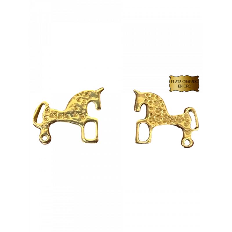 Pendientes Caballo Plata Chapado en Oro Mini