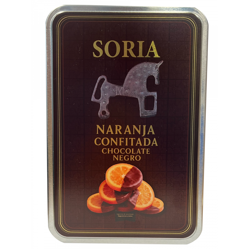 Caja Metálica Rellena de Naranja Confitada con Chocolate Negro