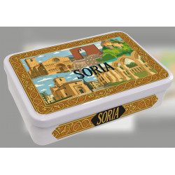 Lata Metálica Collage Soria rellena de Setas de sabor chocolate