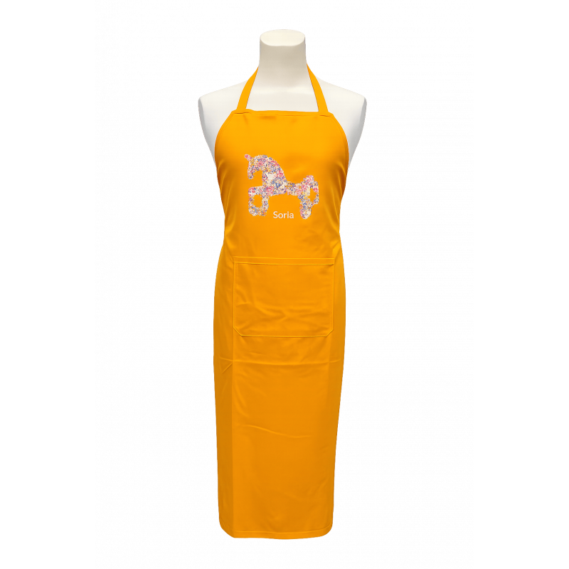 Delantal Caballo Flores Mandarina