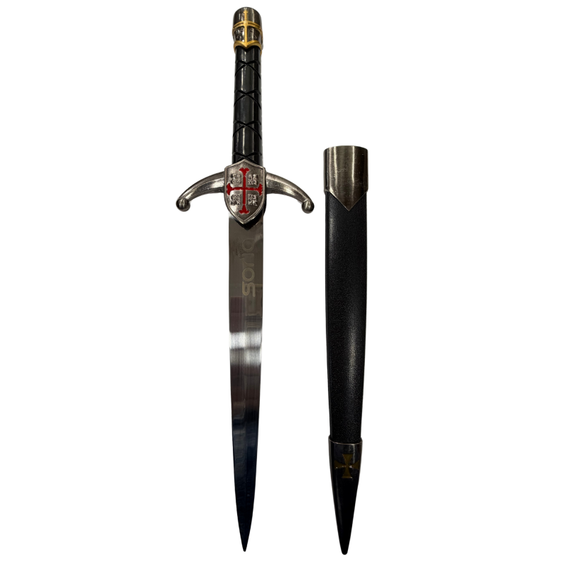 Daga Templaria grabado Soria Casco y Cruz Templaria