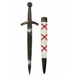 Daga Templaria grabado Soria  Mango Blanco y rojo