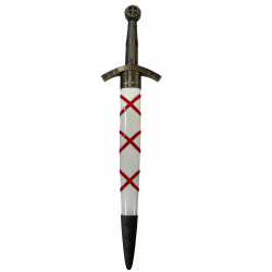 Daga Templaria grabado Soria  Mango Blanco y rojo
