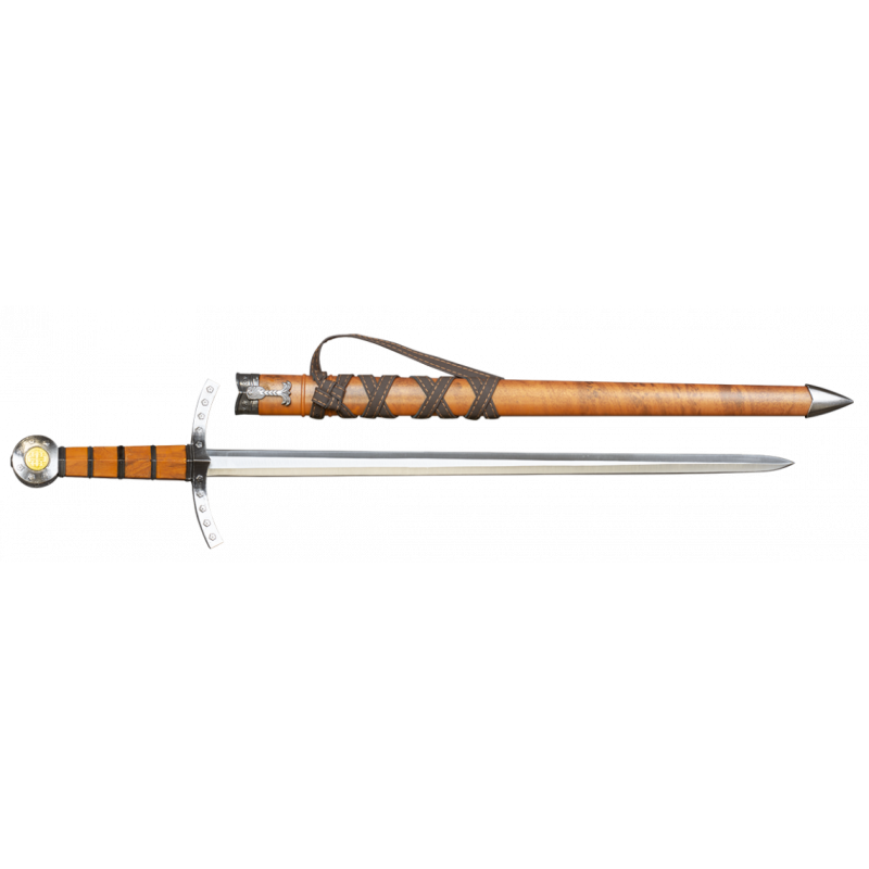 Espada Templaria grabado Soria MARRON CRUZ