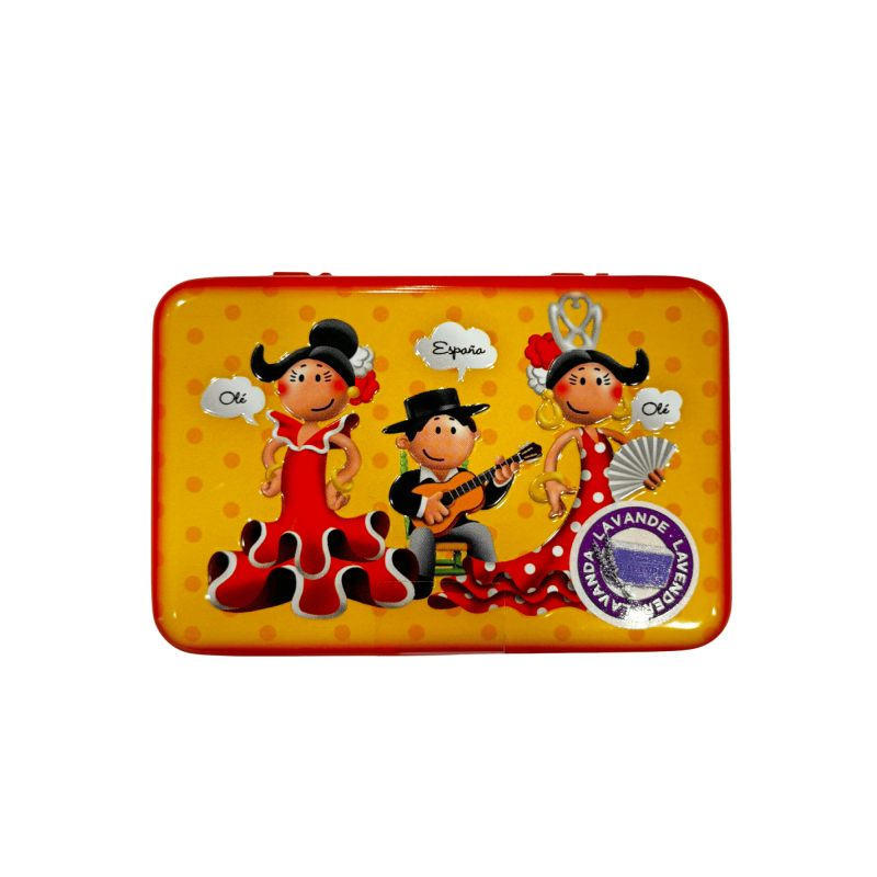 Cajita metal flamenca + Jabón de Lavanda